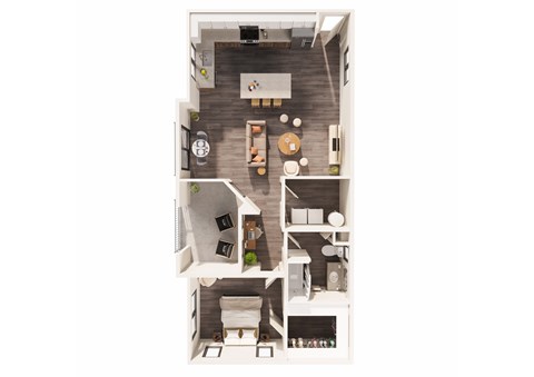 Floor plan for 1 bed, 1 bath, 898 sqft
